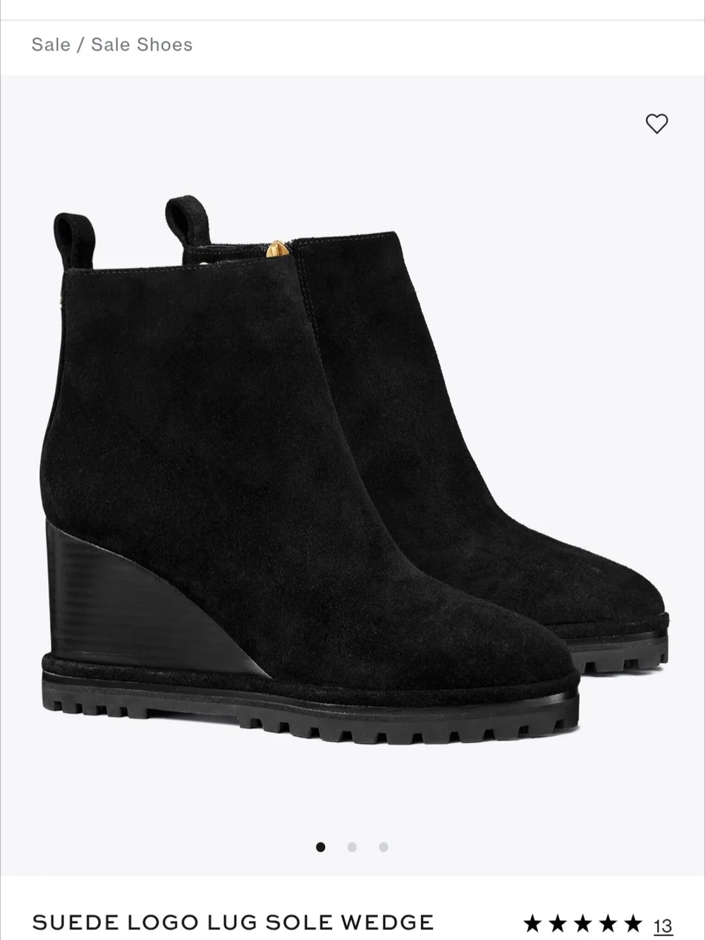 Tory Burch Black Suede Logo Lug Sole Boots, Women's 9.5